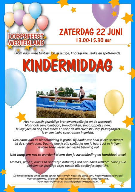 Kindermiddag 22 juni 2019